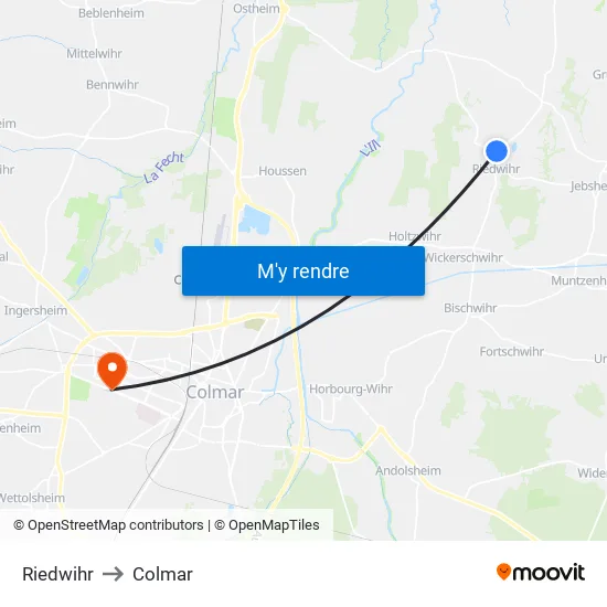 Riedwihr to Colmar map