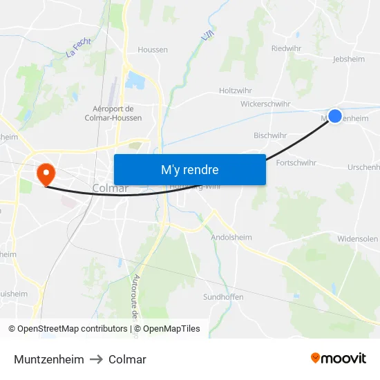 Muntzenheim to Colmar map