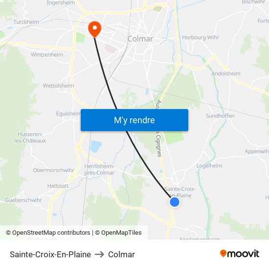 Sainte-Croix-En-Plaine to Colmar map