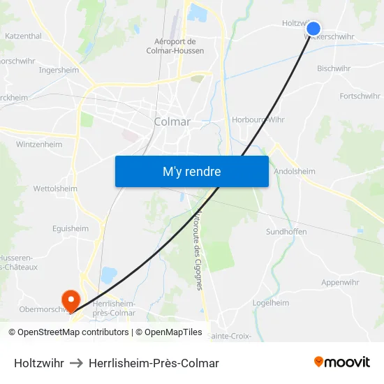 Holtzwihr to Herrlisheim-Près-Colmar map
