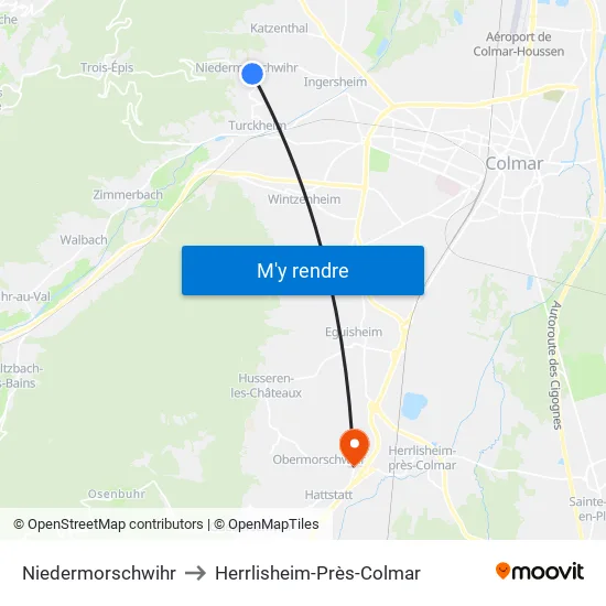 Niedermorschwihr to Herrlisheim-Près-Colmar map