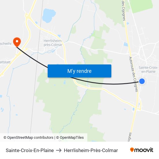 Sainte-Croix-En-Plaine to Herrlisheim-Près-Colmar map