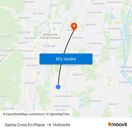 Sainte-Croix-En-Plaine to Holtzwihr map