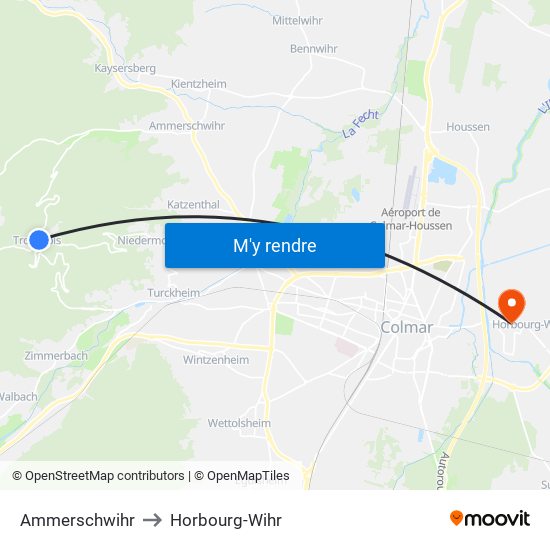 Ammerschwihr to Horbourg-Wihr map