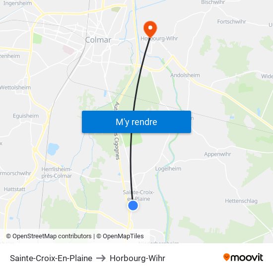 Sainte-Croix-En-Plaine to Horbourg-Wihr map