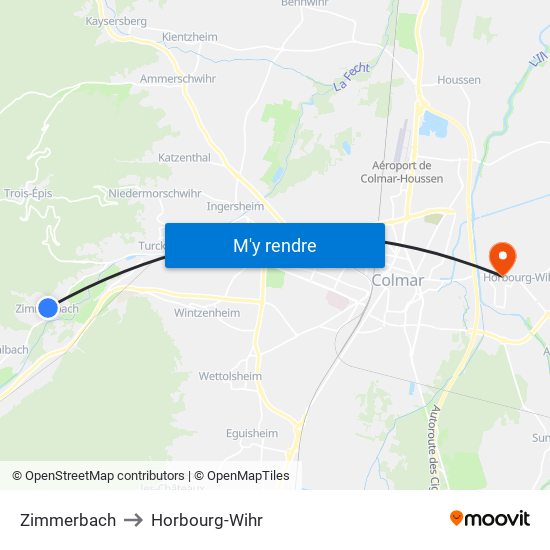 Zimmerbach to Horbourg-Wihr map
