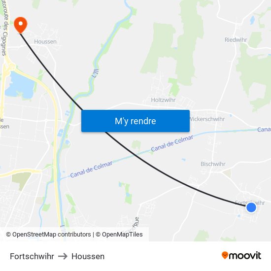 Fortschwihr to Houssen map