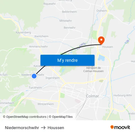 Niedermorschwihr to Houssen map