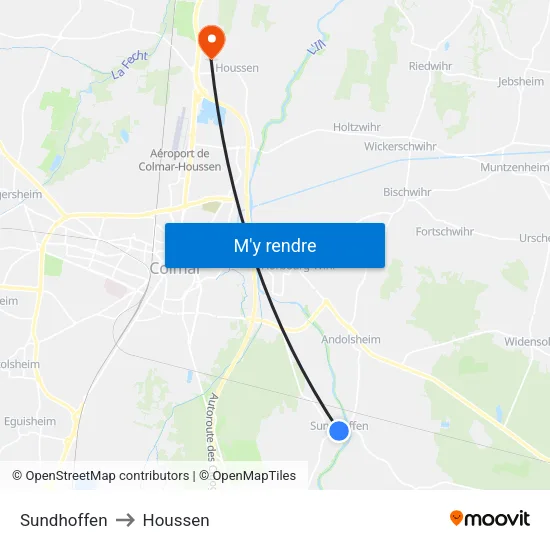 Sundhoffen to Houssen map