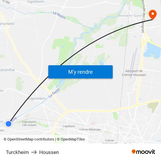 Turckheim to Houssen map