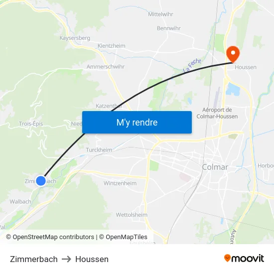 Zimmerbach to Houssen map