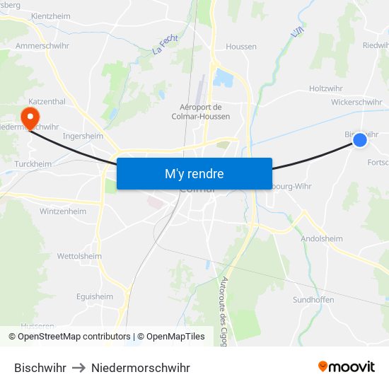 Bischwihr to Niedermorschwihr map