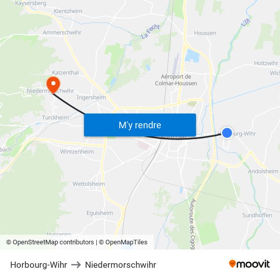 Horbourg-Wihr to Niedermorschwihr map