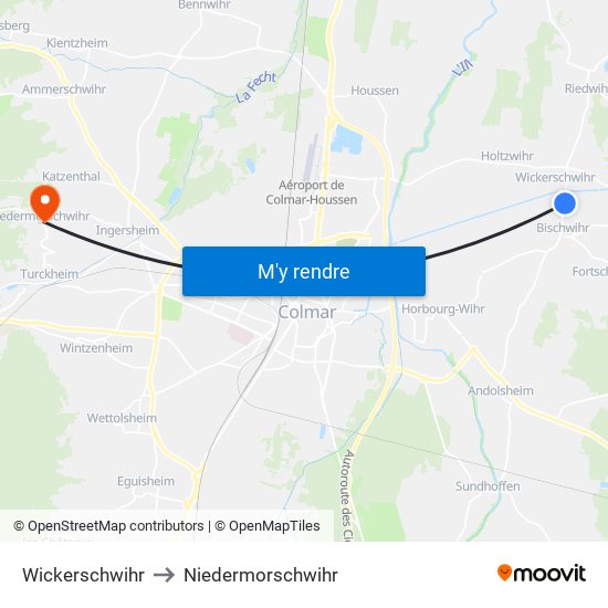 Wickerschwihr to Niedermorschwihr map