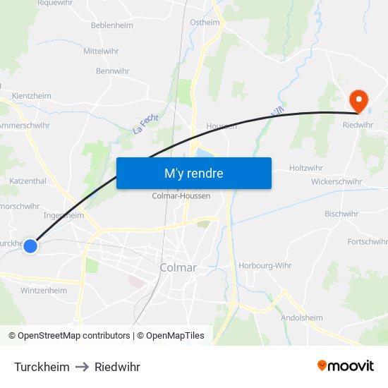 Turckheim to Riedwihr map