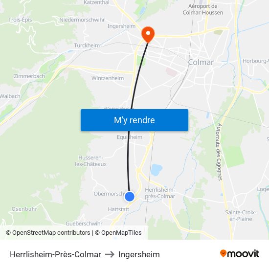 Herrlisheim-Près-Colmar to Ingersheim map