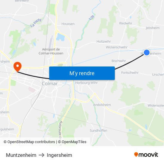 Muntzenheim to Ingersheim map