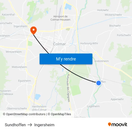 Sundhoffen to Ingersheim map