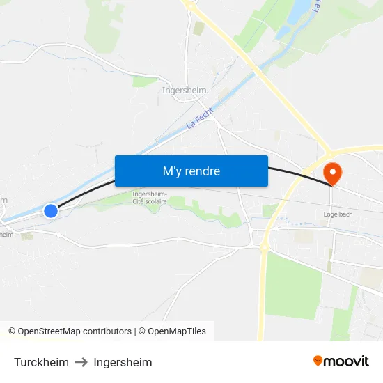 Turckheim to Ingersheim map