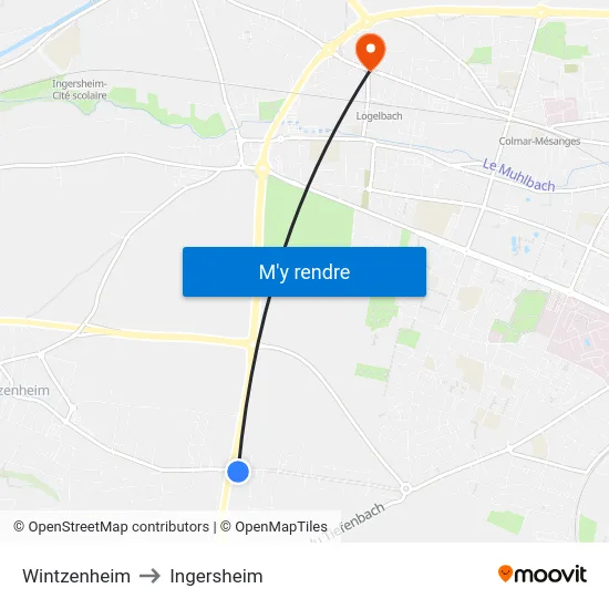 Wintzenheim to Ingersheim map