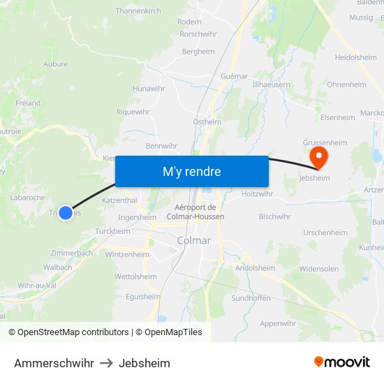 Ammerschwihr to Jebsheim map