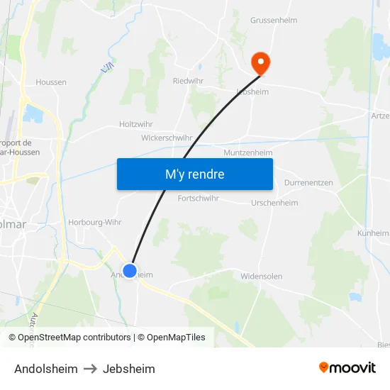 Andolsheim to Jebsheim map