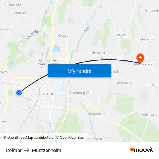 Colmar to Muntzenheim map