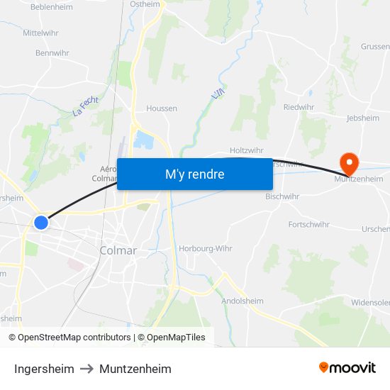Ingersheim to Muntzenheim map