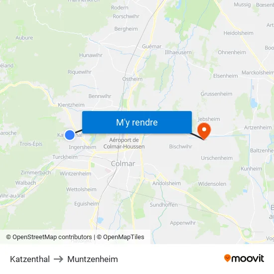 Katzenthal to Muntzenheim map