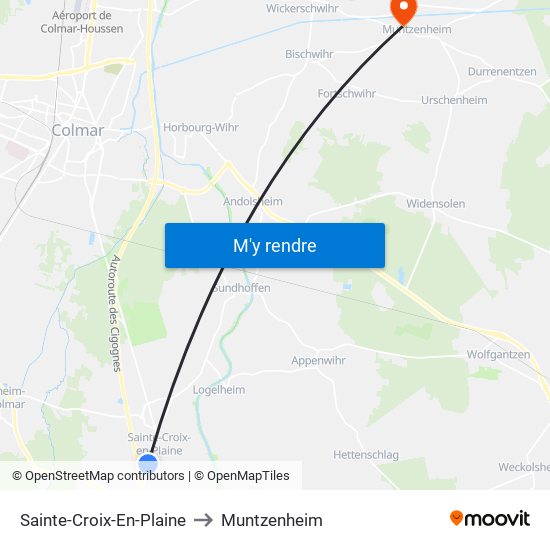 Sainte-Croix-En-Plaine to Muntzenheim map