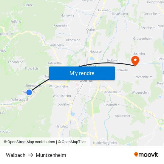 Walbach to Muntzenheim map