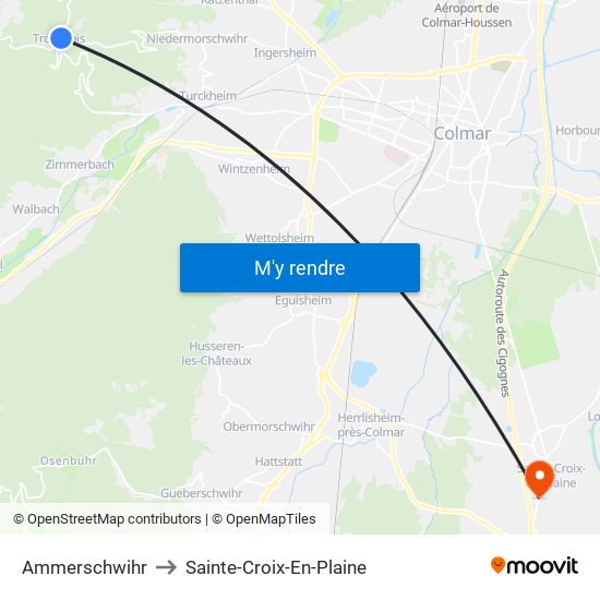 Ammerschwihr to Sainte-Croix-En-Plaine map