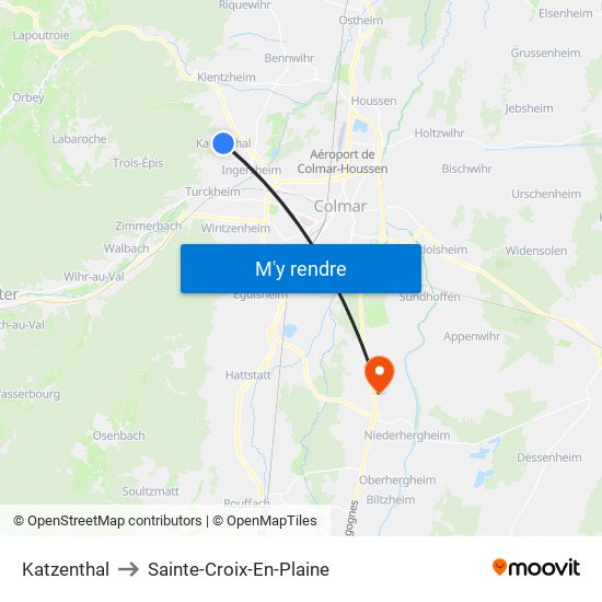 Katzenthal to Sainte-Croix-En-Plaine map