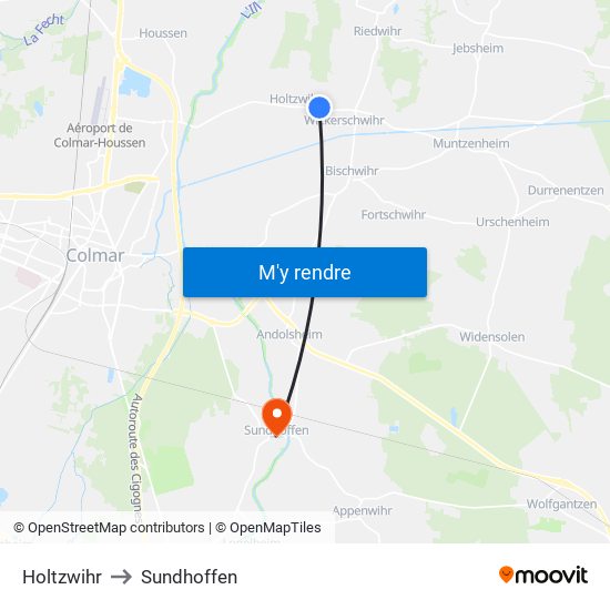 Holtzwihr to Sundhoffen map