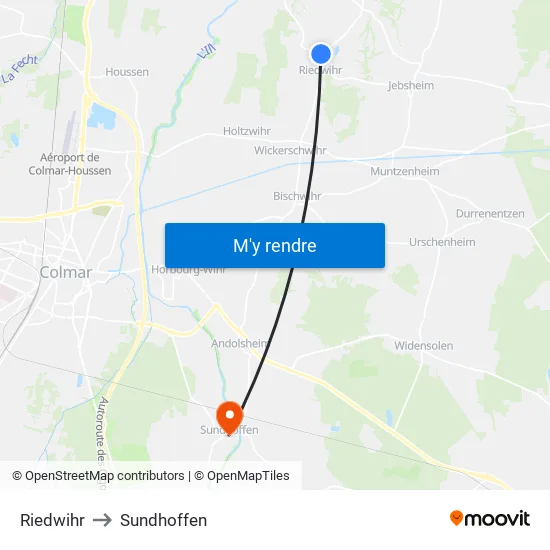 Riedwihr to Sundhoffen map