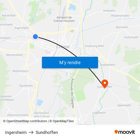 Ingersheim to Sundhoffen map