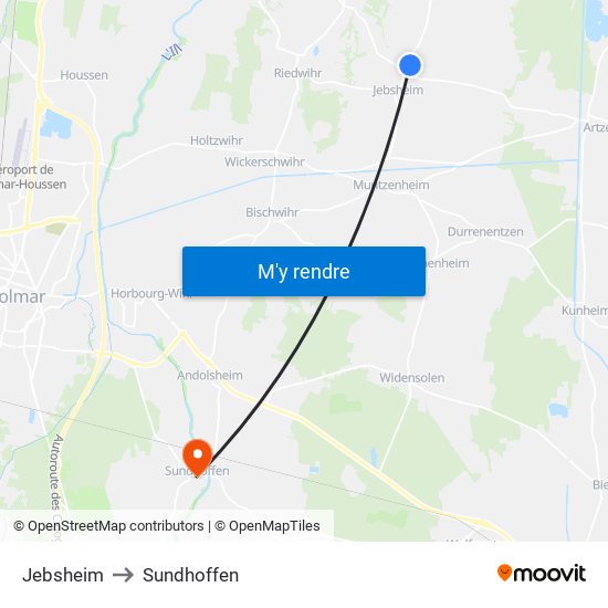 Jebsheim to Sundhoffen map