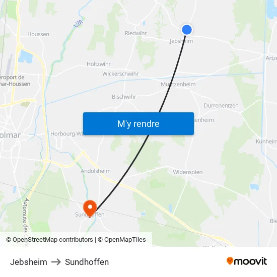 Jebsheim to Sundhoffen map