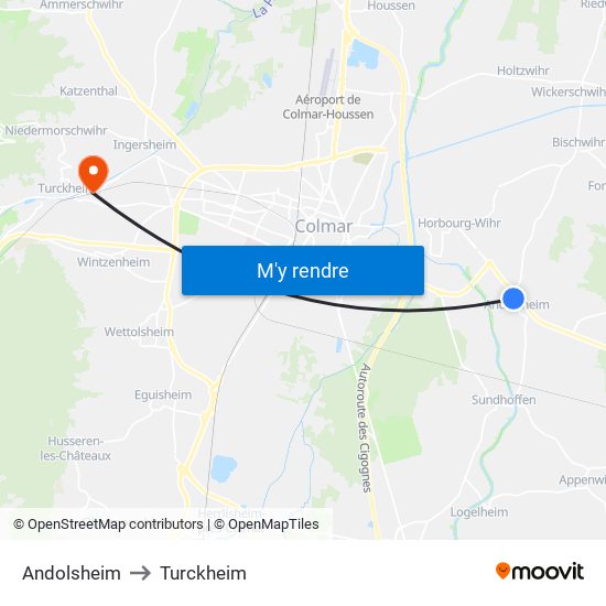 Andolsheim to Turckheim map