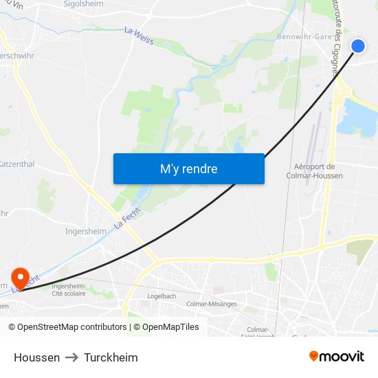 Houssen to Turckheim map