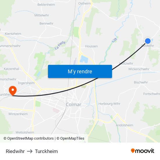 Riedwihr to Turckheim map