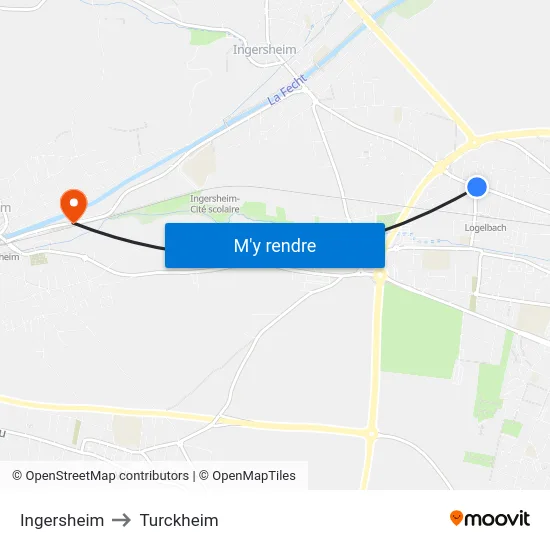 Ingersheim to Turckheim map