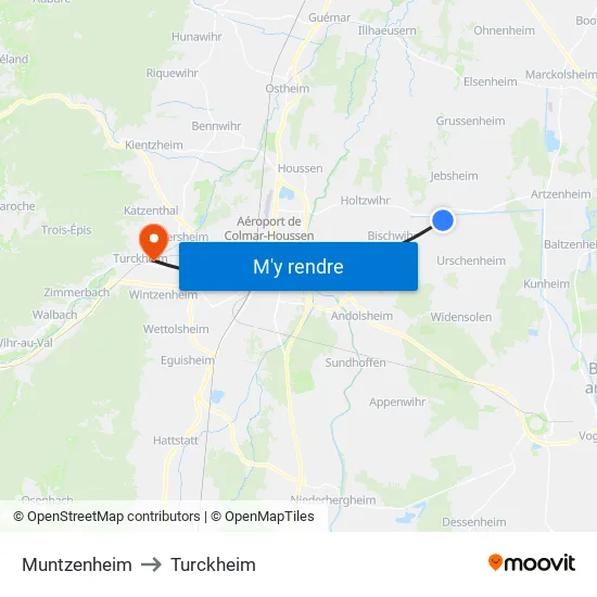 Muntzenheim to Turckheim map