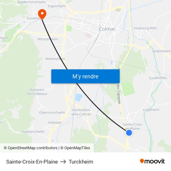 Sainte-Croix-En-Plaine to Turckheim map