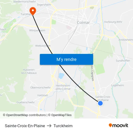 Sainte-Croix-En-Plaine to Turckheim map