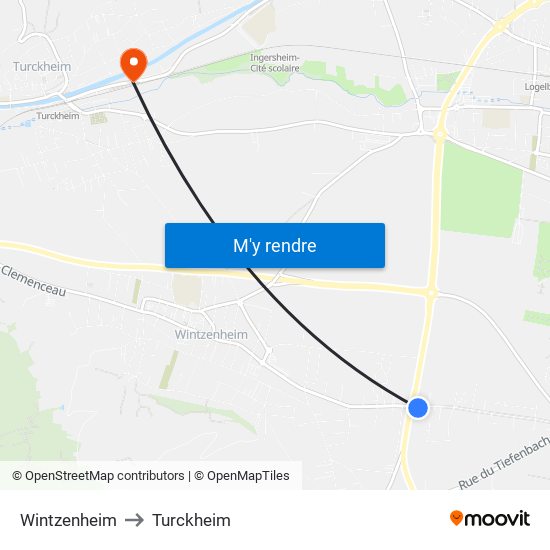 Wintzenheim to Turckheim map