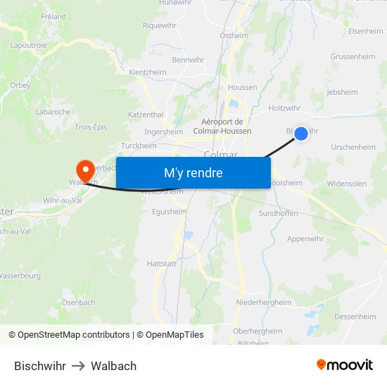 Bischwihr to Walbach map