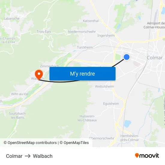 Colmar to Walbach map