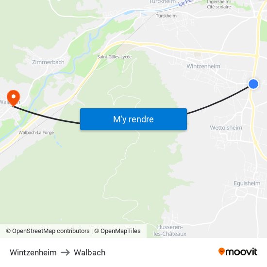 Wintzenheim to Walbach map