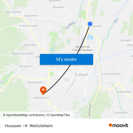 Houssen to Wettolsheim map